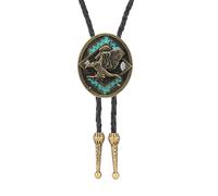 Joxevyia Bolo Tie for Men Vintage Cow Skull Leather Rope Western Cowboy Necktie Vintage Bola Tie Gift for Him, Eagle Bolo Tie-gold, common