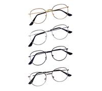 JoXiGo 4 Pack Reading Glasses +2.0 for Women Men Retro Vintage Metal Frame + Glasses Strap