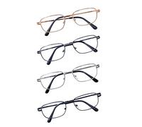 JoXiGo 4 Pack Reading Glasses +2.0 Metal Rectangular Frame with Comfort Spring Hinge for Men Women + Glasses Strap