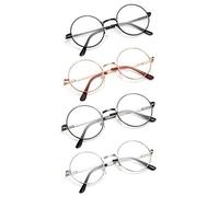 JoXiGo 4 Pack Reading Glasses for Women Men Retro Round Metal Frame, +2.5
