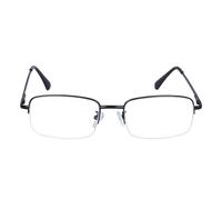 JoXiGo Half Frame Reading Glasses for Men Women Metal Rectangular Frame Spring Hinge + Glasses Strap,Black +1.5