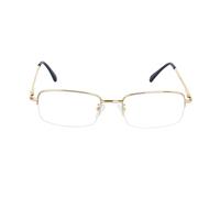JoXiGo Half Frame Reading Glasses for Men Women Metal Rectangular Frame Spring Hinge + Glasses Strap,Gold +1.5