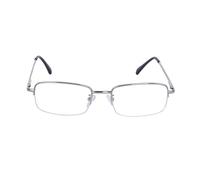 JoXiGo Half Frame Reading Glasses for Men Women Metal Rectangular Frame Spring Hinge + Glasses Strap,Silver +1.0