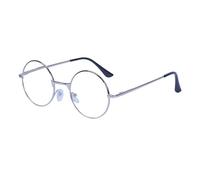 JoXiGo Reading Glasses +2.5 (Silver) for Women Men Retro Round Metal Frame + Glasses Strap