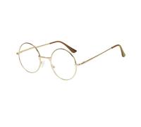 JoXiGo Reading Glasses +3.0 (Gold) for Women Men Retro Round Metal Frame + Glasses Strap