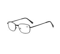 JoXiGo Reading Glasses Black +1.0 for Men Women Metal Rectangular Frame with Comfort Spring Hinge + Glasses Strap