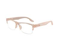 JoXiGo Reading Glasses Blue Light Blocking for Women Men Semi Rimless Frame + Glasses Pouch (Transparent Brown +2.5)