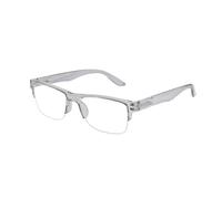 JoXiGo Reading Glasses Blue Light Blocking for Women Men Semi Rimless Frame + Glasses Pouch (Transparent Grey +3.0)