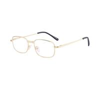 JoXiGo Reading Glasses Gold +2.0 for Men Women Metal Rectangular Frame with Comfort Spring Hinge + Glasses Strap