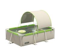 Joxoilso Large Folding Pool with Roof, Easy Installation, Steel Frame Frame, 3-Layer PVC, Reinforced Steel Tubing, Sunshade Included, For Kids, Home, Garden, Vinyl Pool, No Air Pump Required, 5.2 ft
