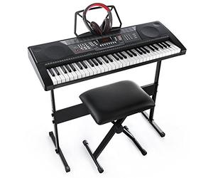 Joy 61-Key Standard Keyboard Kit Including USB Music Player Function, Bundle with Headphone, Stand, Stool, Power Supply (JK-66MKit)