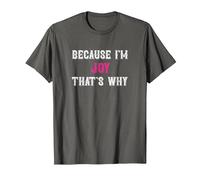 Joy/Because I'm Joy That's Why - Pink Joy Name T-Shirt, Men, Asphalt Grey, Small