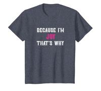 Joy/Because I'm Joy That's Why - Pink Joy Name T-Shirt, Youth, Heather Blue, Small