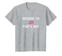 Joy/Because I'm Joy That's Why - Pink Joy Name T-Shirt, Youth, Heather Grey, 2T