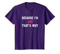 Joy/Because I'm Joy That's Why - Pink Joy Name T-Shirt, Youth, Purple, Small