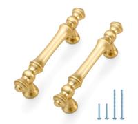 Joy Decor 10 Pack 3 Inch Brushed Brass Kitchen Cabinet Handles, Zinc Gold Drawer Pulls for Cupboard, Dresser, and Wardrobe, 3" (76mm) Hole Center, Cabinet Hardware