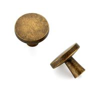 JOY DECOR 10 Pack Kitchen Cabinet Knob Solid Drawer Knob Dresser Knob 1-1/4 Inch Drawer Pulls Antique Brass Cabinet Hardware for Dresser Drawers Round Cabinet Door Knob Simple Drawer Handle