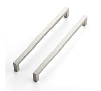 Joy Decor 12 Pack Cabinet Handles, Brushed Nickel Cabinet Pulls, 10 Inch Kitchen Closet Handles Square Drawer Pulls Stainless Steel Drawer Hardware, 256mm Hole Centers