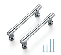 JOY DECOR 2 Pack 3-3/4 Inch Polished Chrome Cabinet Handles Modern Dresser Drawer Pulls Kitchen Cabinet Hardware for Cupboard Door Handles