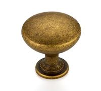 JOY DECOR 5 Pack Antique Brass Cabinet Knobs 1-1/6 Inch Zinc Solid Kitchen Cabinet Pulls Drawer Knobs