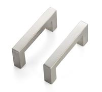 JOY DECOR 6 Pack Cabinet Handles, Brushed Nickel Cabinet Pulls, 3 Inch Kitchen Closet Handles Square Drawer Pulls Stainless Steel Drawer Hardware, 76mm Hole Centers