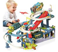 Joy Depot Dinosaur Race Tracks Play Vehicles Toys Set Train Tracks with 4 Dinosaurs Car and 4 Race Cars Race Tracks Toys Christmas Birthday Party for Kids Ages 3+