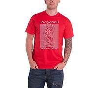 Joy Division Rock Off T Shirt Unknown Pleasures White On Black Official Men's Logo, red, XL