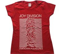 Joy Division T Shirt Unknown Pleasures Official Womens Skinny Fit Red XL