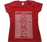 Joy Division T Shirt Unknown Pleasures Official Womens Skinny Fit Red L