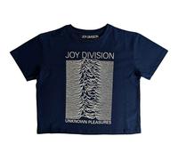 Joy Division Crop Top T Shirt Unknown Pleasures Official Womens Denim S