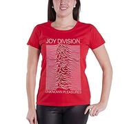 Joy Division T Shirt Unknown Pleasures Official Womens Skinny Fit Red S