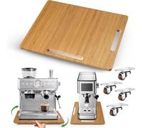 Joy&Grace Appliance Slider for Kitchen Appliances 360° Rolling Sliding Tray for Coffee Maker Countertop, Bamboo Coffee Pot Slider Rolling Tray (Natural, Large 16"x13")