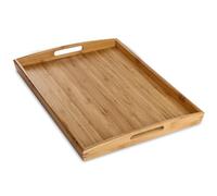 Joy&Grace Bamboo Serving Tray with Handles, Dinner Tray for Bed Breakfast Eating and Serving, for Coffee Table Ottoman TV, Decorative Wood Large Charcuterie Platter 42.6 x 32.5 cm 1 Pack