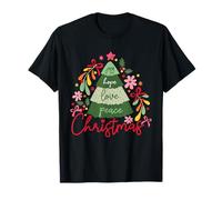 Joy Hope Love Peace Christmas Tree Pajama Outfits Holiday T-Shirt