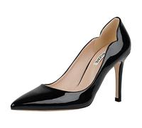 JOY IN LOVE Pumps for Women 3.5" Stiletto High Heels Pointy Toe Pumps Shoes, Black Patent, 5.5