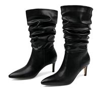 JOY IN LOVE Women's Ankle Boots 4 inch Stiletto High Heels Pointed Toe Zipper Boots, Black Matte, 3 UK