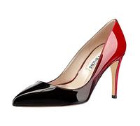 JOY IN LOVE Women's Pumps Shoes 3.5" High Heels Pointy Toe Stiletto Pumps, Red Black Patent, 8 UK