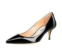 JOY IN LOVE Women's Shoes Low Heels Pointy Toe Kitten Heel Daily Pumps, Patent-black, 4 UK