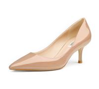 JOY IN LOVE Women's Shoes Low Heels Pointy Toe Kitten Heel Daily Pumps, Patent-nude Pink, 4 UK