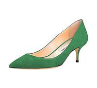 JOY IN LOVE Women's Shoes Low Heels Pointy Toe Kitten Heel Daily Pumps, Suede-green, 5 UK