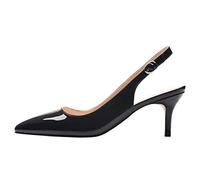 JOY IN LOVE Womens Slingback High Heels Stiletto Pointed Closed Toe Pumps, Black Patent, 4.5 UK