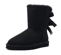 JOY IN LOVE Women's Snow Boots for Winter Mid-Calf high Back Bows, Black, 5.5 UK