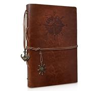 Joy & Inspiration PU Leather Notebook A5 with Refillable Kraft Paper Vintage Refillable Bound Beautiful Travel Diary Ring Binder Sketch Book Vintage Notebook (A5 Brown)