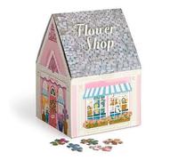 Galison Flower Shop - 500 Piece Unique House Shaped Puzzle with Dreamy and Springtime Artwork of A Cozy Flower Shop, Pink