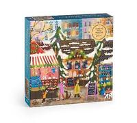 Galison Merry Market - 1000 Piece Foil Joy Laforme Jigsaw Puzzle Featuring Merry And Festive Outdoor Market For The Holidays With Gold Foil Accents