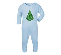 Joy Love Peace Believe Christmas Tree Word Art [BCX] Baby Romper Jumpsuit with feet, 0-3 Months, Pastel Blue