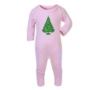 Joy Love Peace Believe Christmas Tree Word Art [BCX] Baby Romper Jumpsuit with feet, 3-6 Months, Pastel Pink