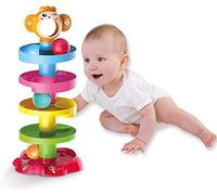 JOY MAKER Kids 5 Layer Roll Ball Drop and Roll Swing Tower for Baby and Toddler Development Educational Toys, Drop and Go Ball Ramp Toy Set Includes 3 Spinning Acrylic Balls with Colorful Shine