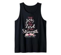 Joy of The Lord is My Strength Scripture Christian Floral Tank Top