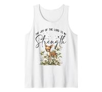 Joy of The Lord is My Strength Scripture Forest Deer Tank Top